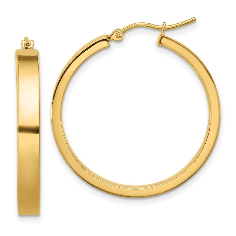 Curata 14k Yellow Gold Hollow Polished 28mm Hinged Post Hoop Earrings -