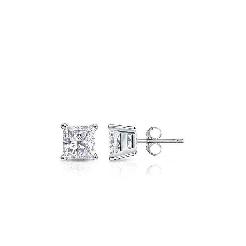 Auriya 14k Gold 1/3ctw Princess-cut Diamond Stud Earrings (H-I, SI1-SI2)