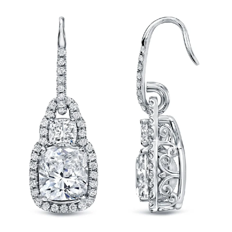 Auriya 18k White Gold 8 1/6ct TDW Certified Cushion-Cut Diamond Earrings (H-I, VS1-VS2)