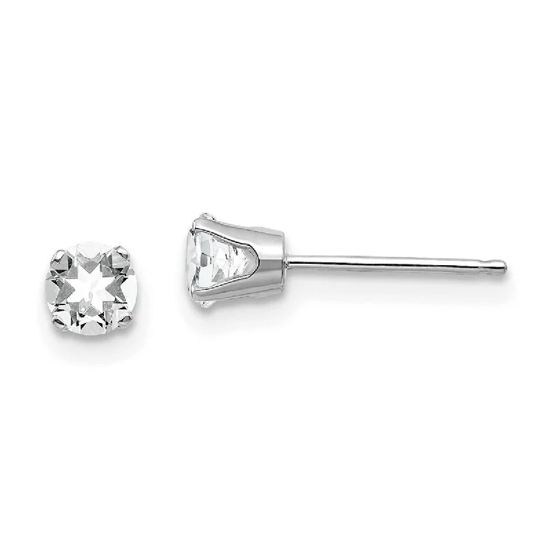 Curata 14k White Gold Post Earrings 4mm White Topaz Stud Earrings