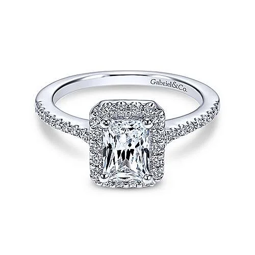 Emerald Cut Halo Diamond Engagement Ring