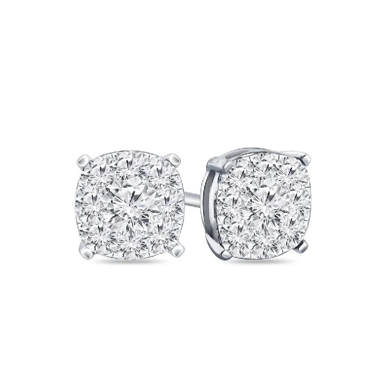 Auriya 14k Gold 1/4ctw Cushion Pave Diamond Stud Earrings (H-I, I1-I2)