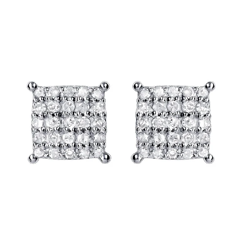 Viducci 10k White Gold Genuine 1/4ct Diamond Cluster Stud Earrings