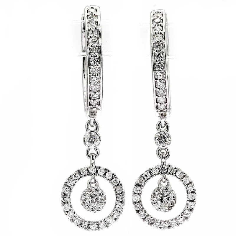 Pompeii3 10k White Gold 1/2 ct TDW Diamond Halo Dangle Hoops Womens Earrings