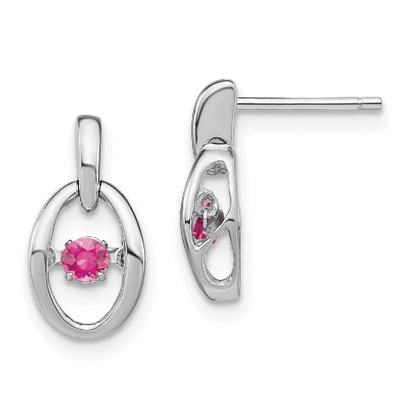 Curata 925 Sterling Silver Rhodium Crted Pink Tourmaline Vibrant Earrings - 14x7.5mm Wide