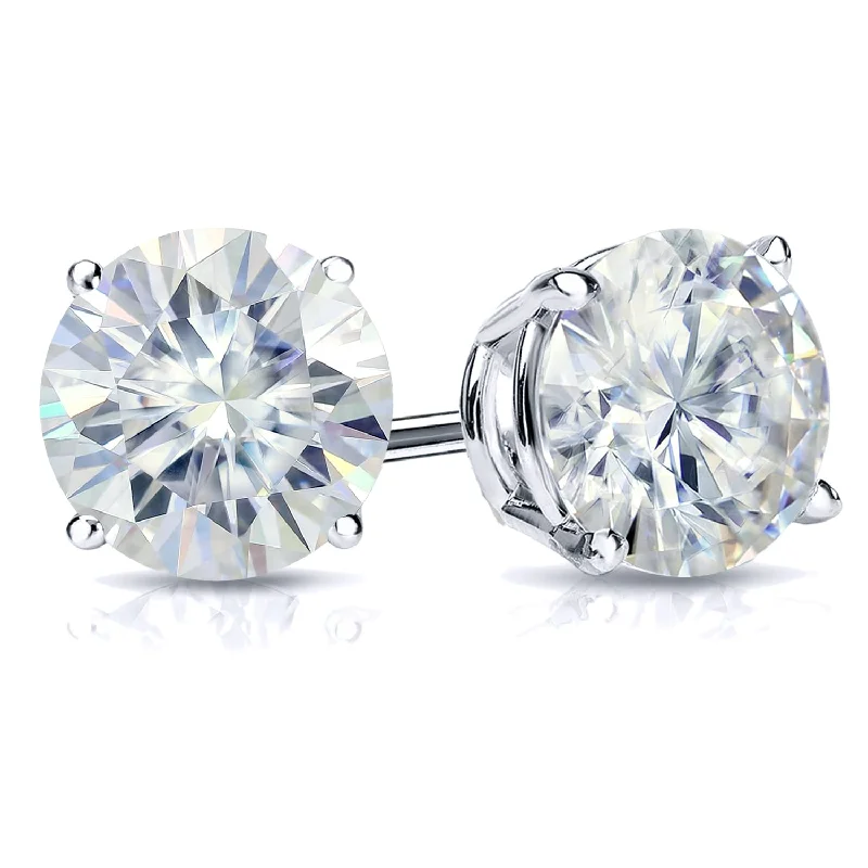 Auriya 1 1/2ctw Round Moissanite Stud Earrings 14k Gold 4-Prong Basket - 5.9 mm