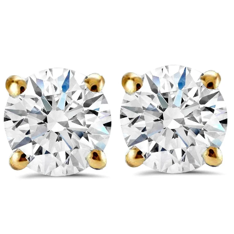 3ct TDW Diamond Studs Yellow Gold Lab Grown Screw Back Earrings