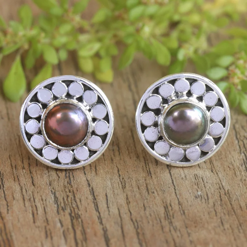 Novica Handmade Fabulous Flair Cultured Pearl Stud Earrings