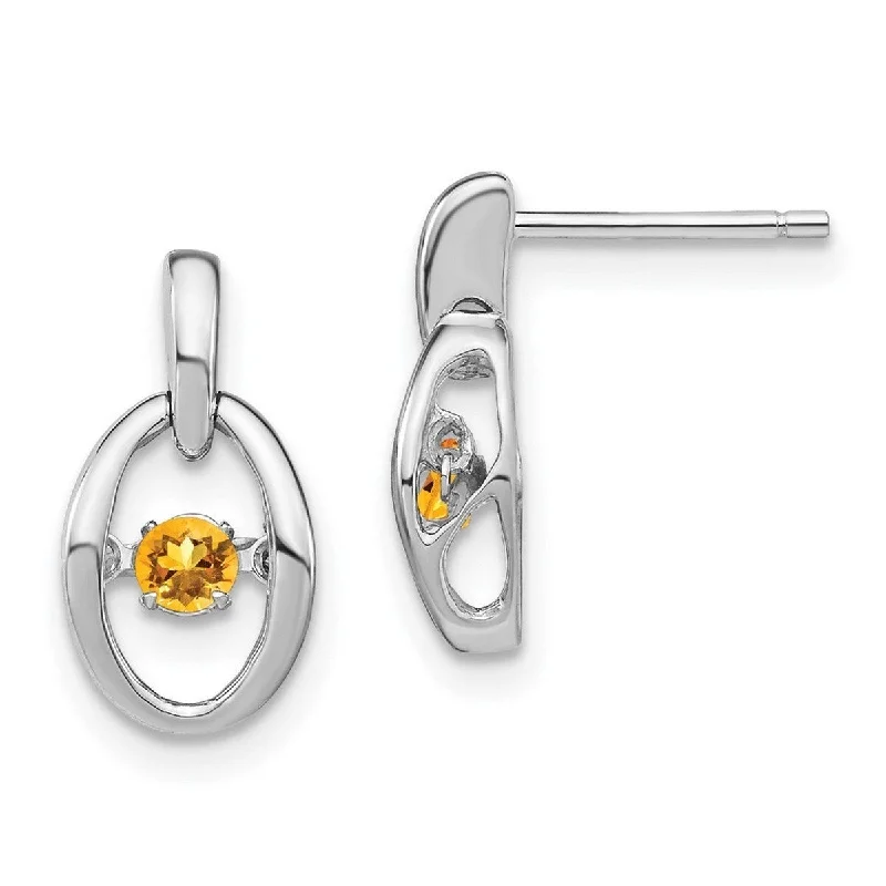 Curata 925 Sterling Silver Rhodium Citrine Vibrant Earrings - 14x7.5mm