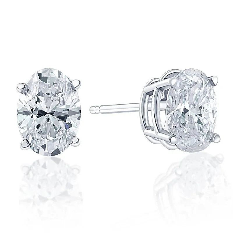 2.37 Ct Lab Grown Oval Diamond Studs White Gold Earrings