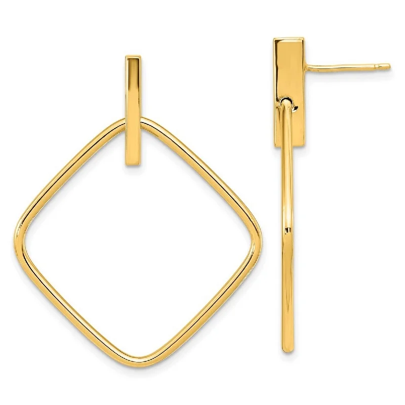 Curata 14k Yellow Gold Polished Square Post Guardian Angel Earrings - 39.3x31.25mm