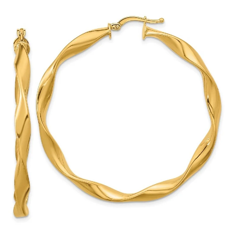 Curata 14k Yellow Gold 47.8x47.5mm Large Twisted Hoop Earrings