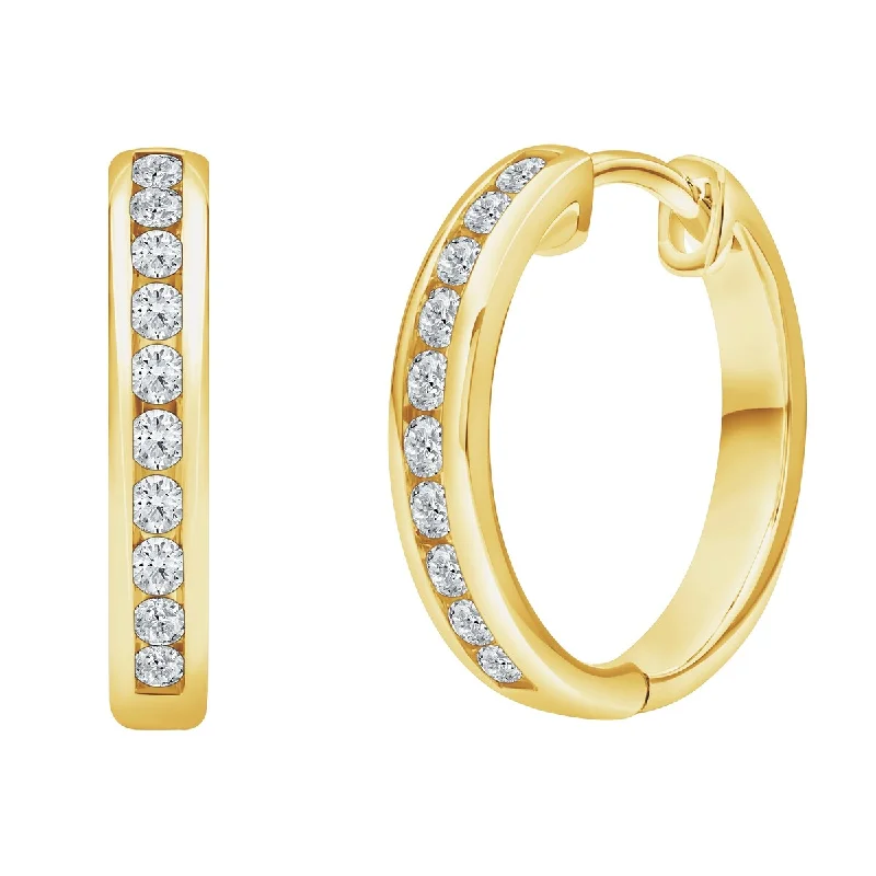 1/3ct TDW Lab-grown Diamond Hoop Earrings for Women in 14k Gold by De Couer