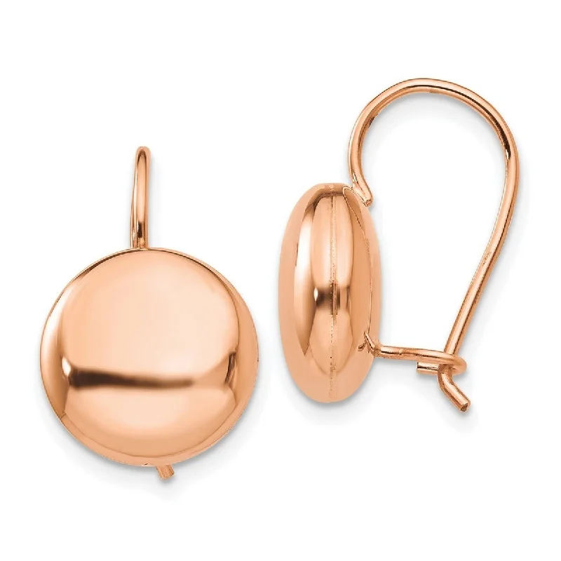 Curata 14k Rose Gold Polished Button Kidney Wire Earrings - 12x12mm