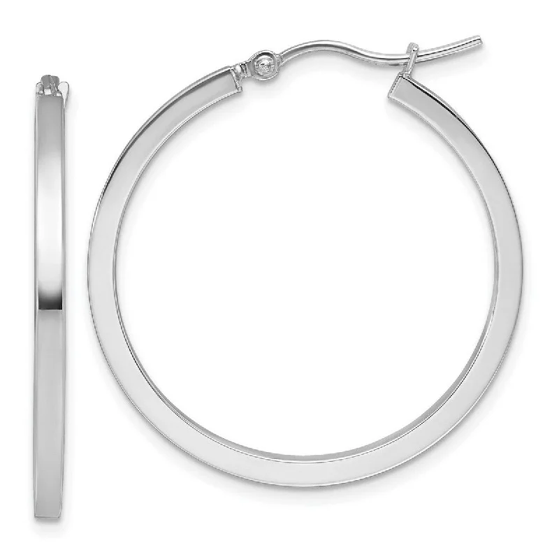 Curata 10k White Gold Square Tube Hoop Earrings - 30x30mm