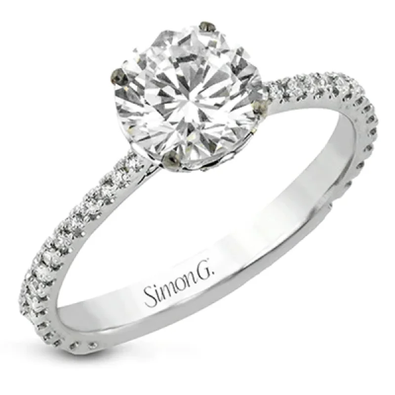 Simon G. 18k Round-Cut Hidden Halo Engagement Ring with Diamonds