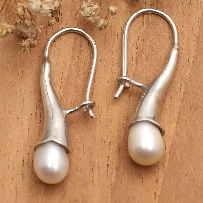 Novica Handmade Pearly Sophistication Cultured Pearl Drop Earrings