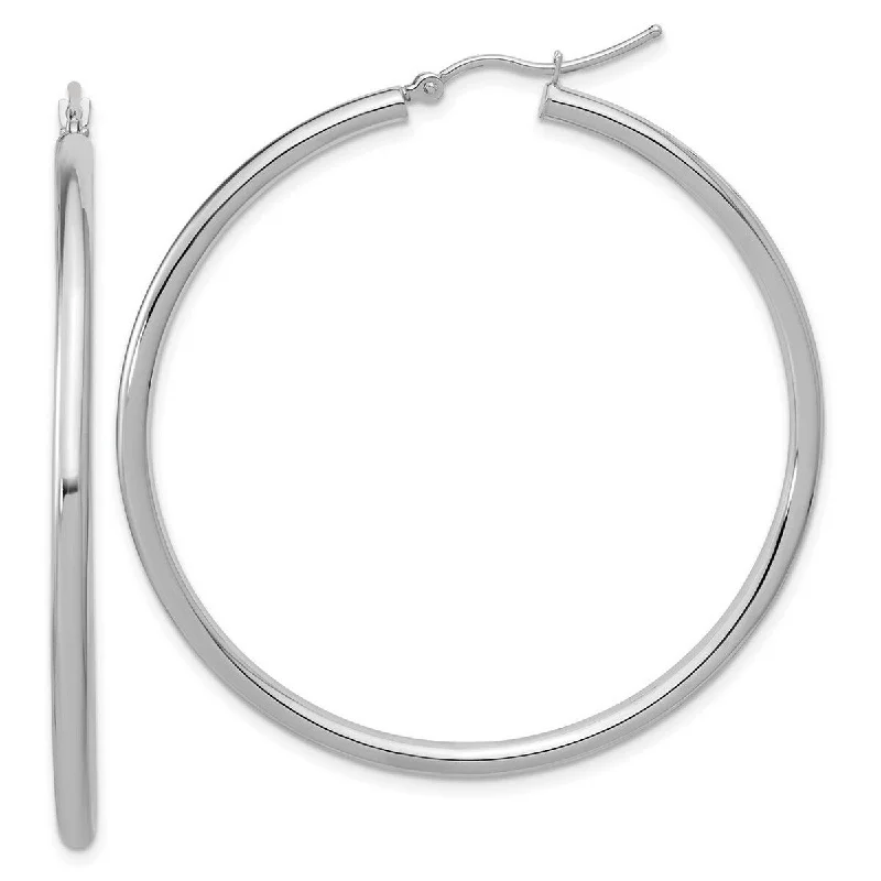 Curata 14k White Gold Polished Lightweight Tube Hoop Earrings - 53x53mm