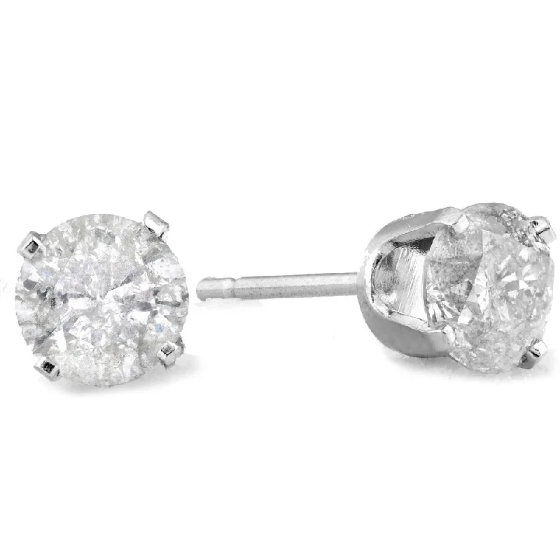 IGI Certified 1 1/4 cttw Diamond Studs 14K White Gold Earrings