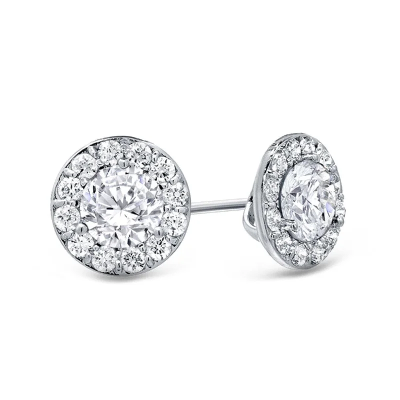 Auriya 14k Gold 1ctw Round Halo Diamond Stud Earrings