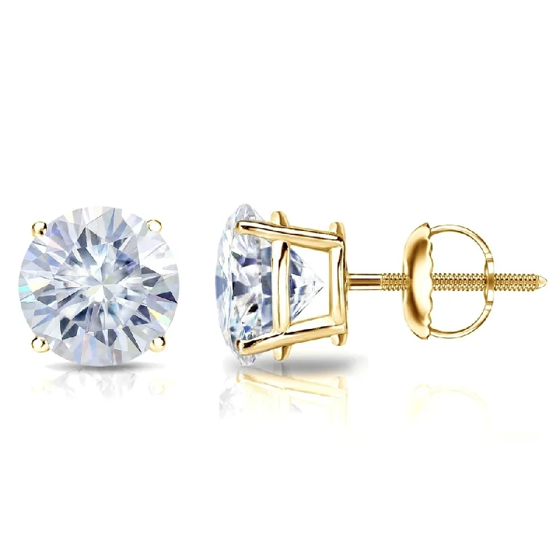 Auriya 3 1/2ct TW Round Moissanite Stud Earrings 14k Gold - 7.8 mm, Screw-Backs