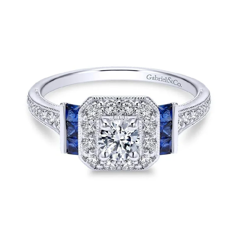 Sylvia Engagement Ring Setting with Sapphires