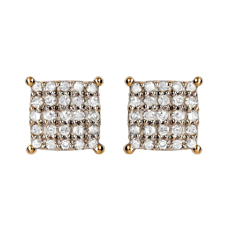 Viducci 10k Yellow Gold Genuine 1/4ct Diamond Cluster Stud Earrings