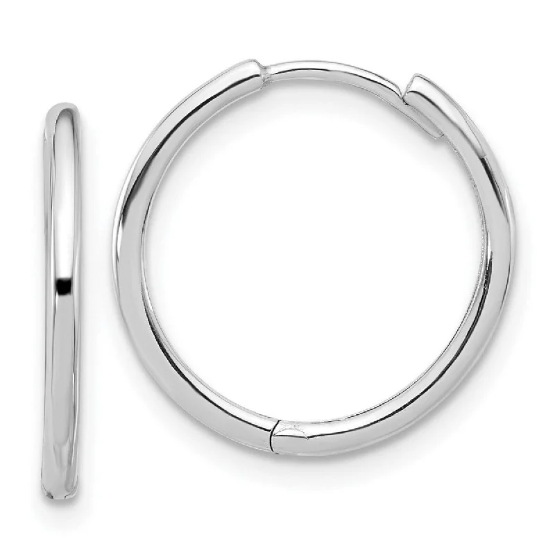 Curata 14k White Gold Polished Hinged Hoop Earrings - 15.7x18mm