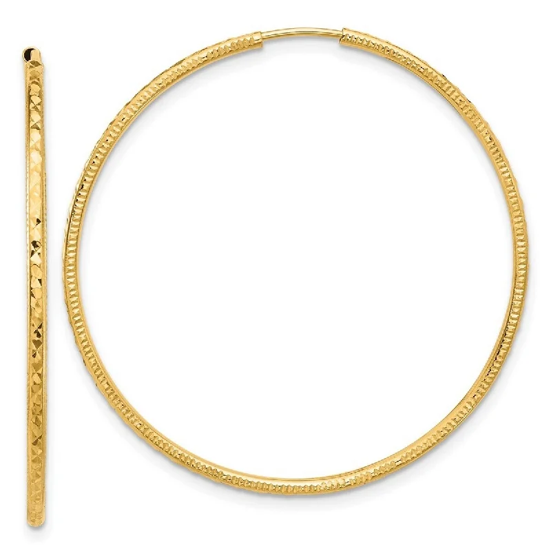 Curata 14k Yellow Gold Sparkle Cut Endless Hoop Earrings - 40x1.5mm