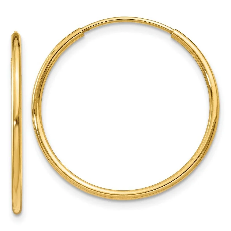 Curata 14k Yellow Gold 25x25mm Endless Hoop Earrings