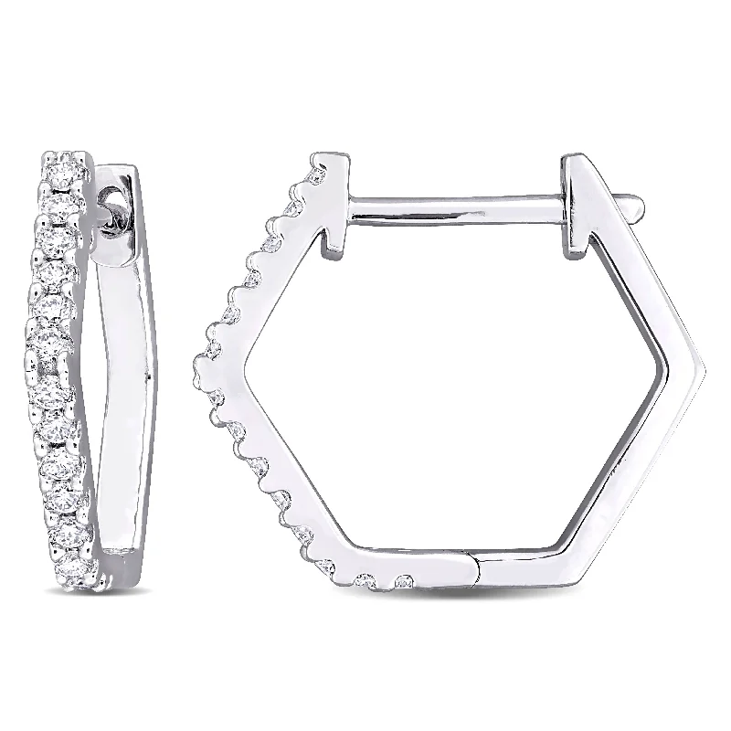 Miadora 1/3ct TGW Created Moissanite-White Hoop Earrings in Sterling Silver