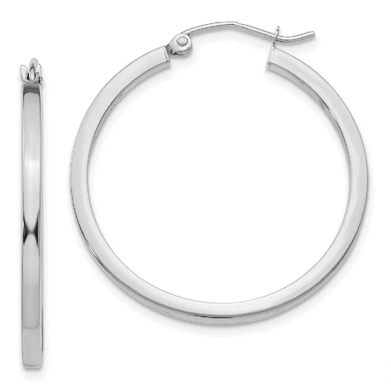 Curata 10k White Gold Square Tube Hoop Earrings - 30x35mm