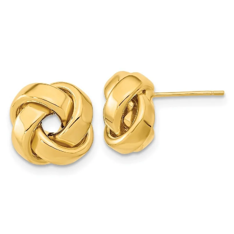 Curata 10k Yellow Gold 12mm Square Tube Love Knot Post Earrings