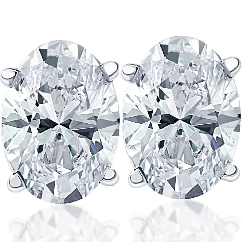 2 Ct Lab Grown Oval Diamond Studs White Gold Earrings