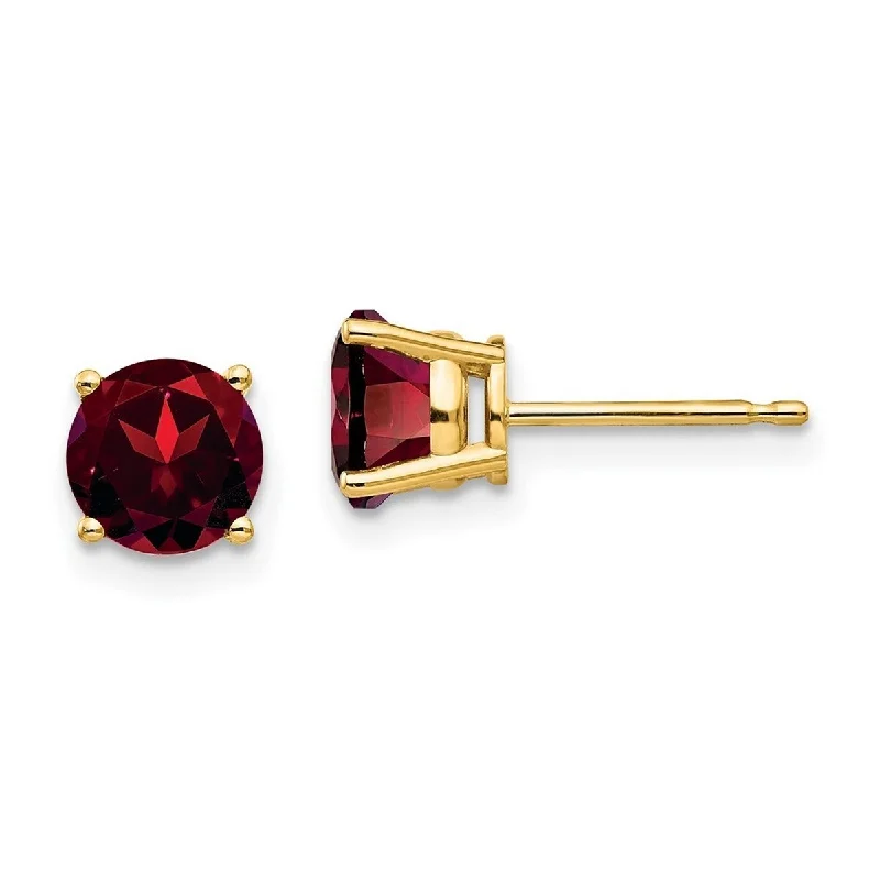 Curata 14k Yellow Gold Post Earrings 6mm Garnet Earrings