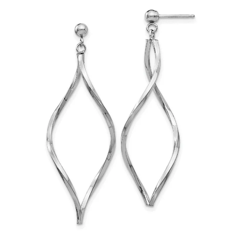 Curata 10k White Gold Twisted Post Guardian Angel Earrings - 40x13mm