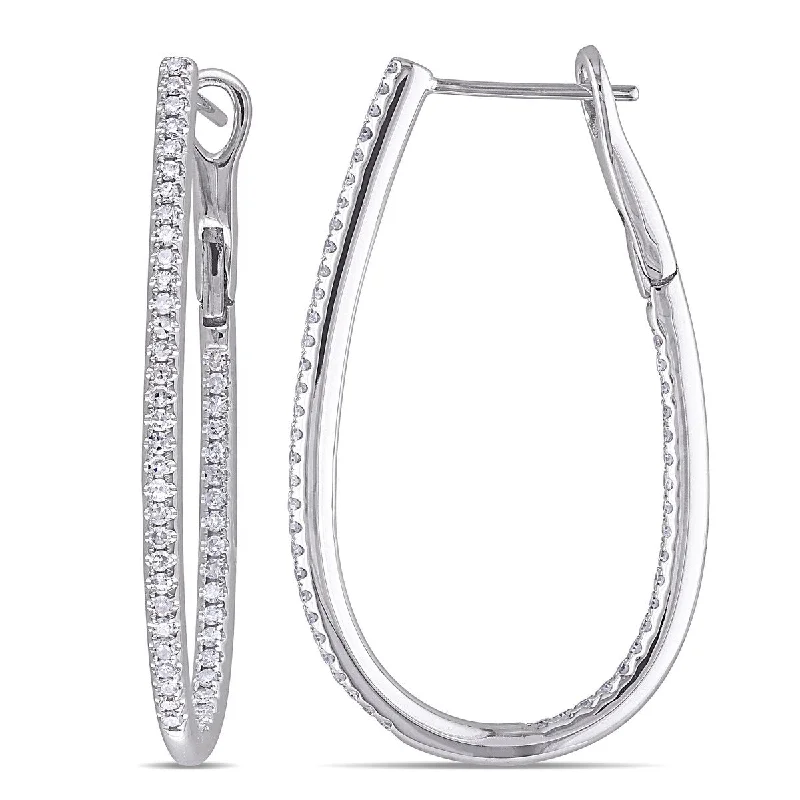 Miadora 1/2ct TW Diamond Inside Outside Hoop Earrings 14k White Gold