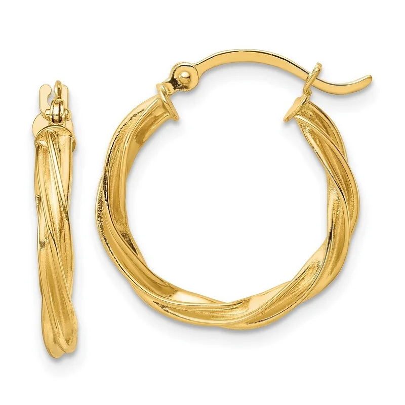 Curata 10k Yellow Gold Polished Twisted Hoop Earrings - 20.5x19.25mm