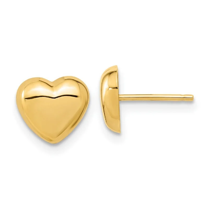 Curata 10k Yellow Gold Polished 7.85x8.6mm Love Heart Post Earrings