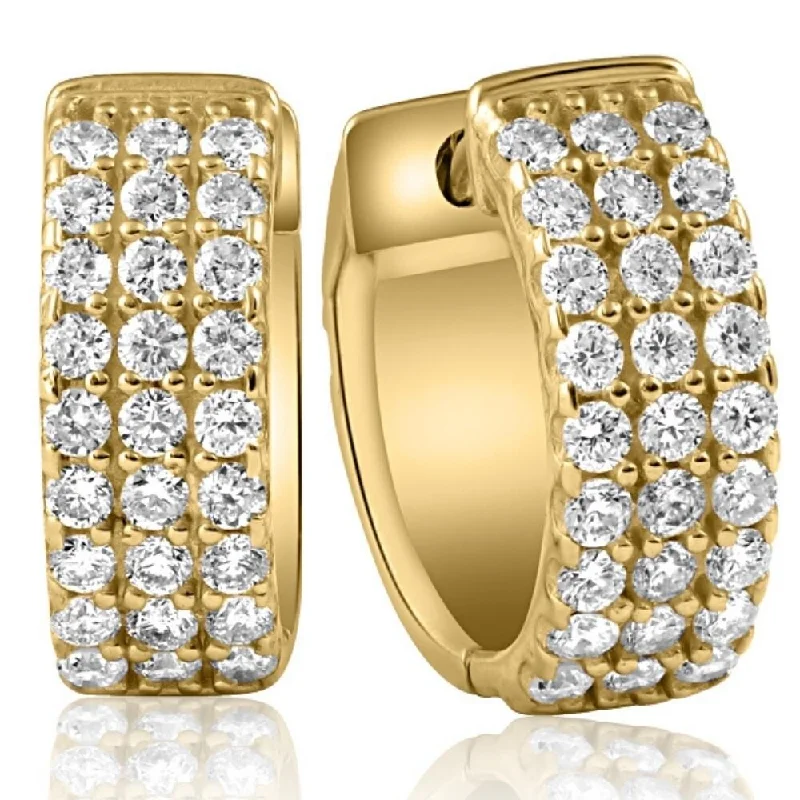 1 Ct Diamond Lab Grown Hoops Women's Earrings Yellow Gold