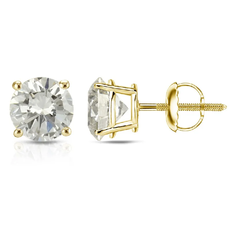 Auriya 14k Gold 1/2ct to 1ctw Round Clarity-enhanced Diamond Stud Earrings (J-K, SI1-SI2)