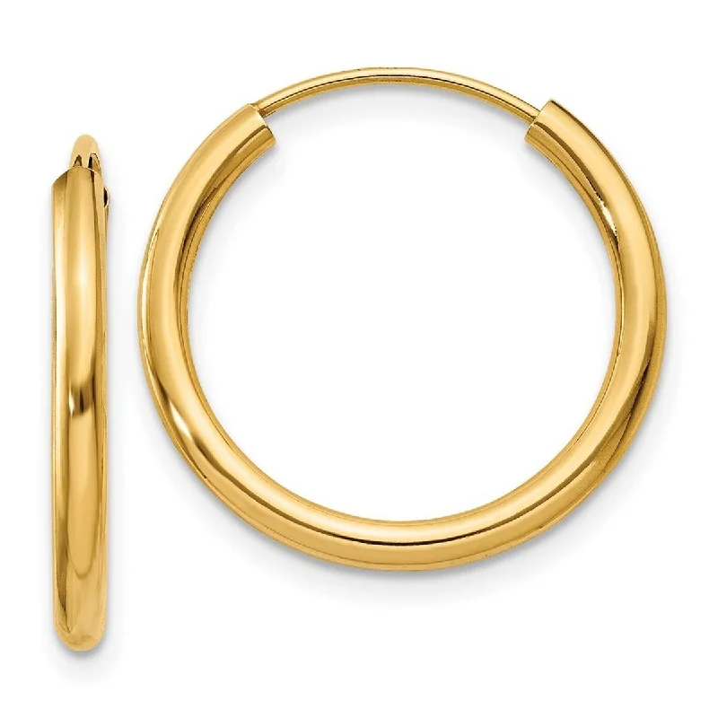 Curata 10k Yellow Gold Polished Round Endless Hoop Earrings - 17x17mm