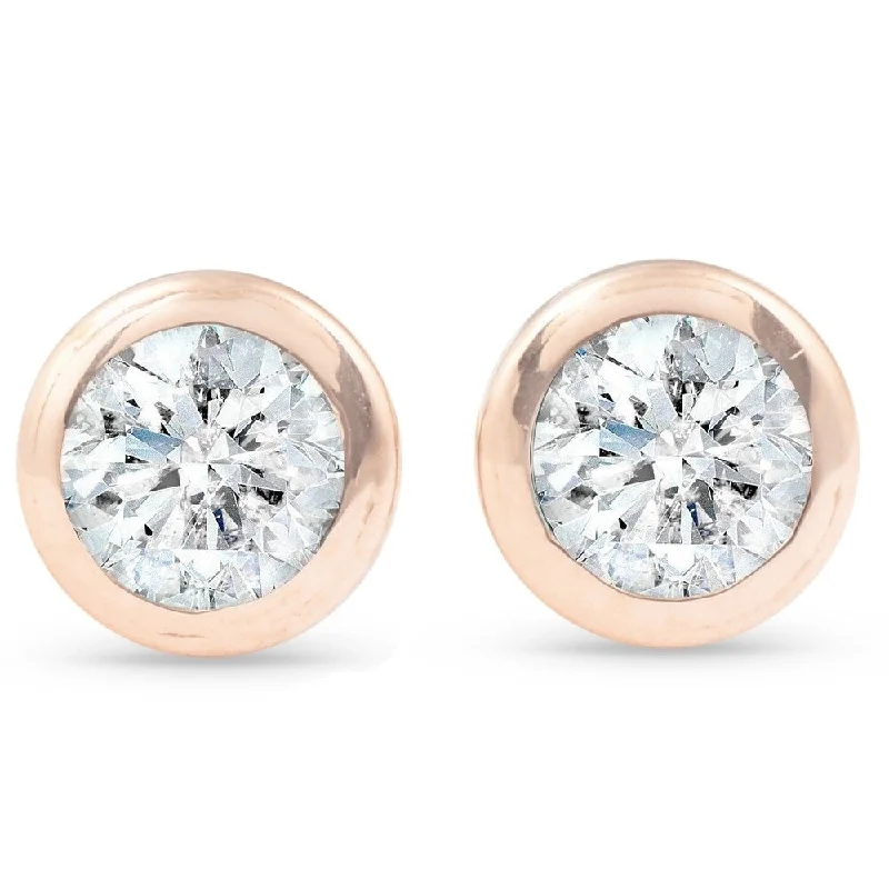 1/3 ctw Rose Gold Diamond Bezel Martini Stud Earrings