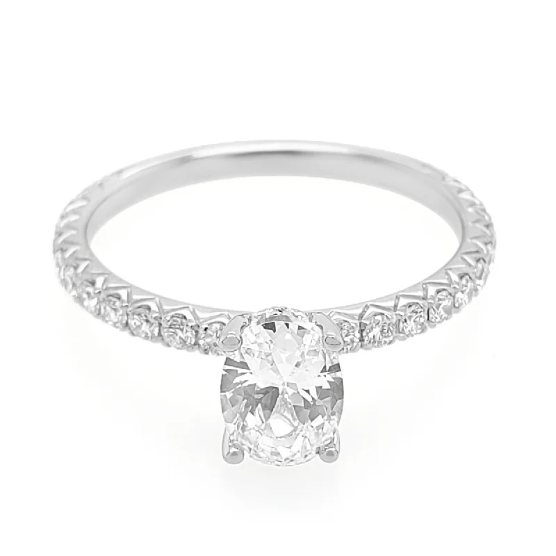 Classic Diamond Engagement Ring Setting with Diamond Pave Band, 0.46 cttw