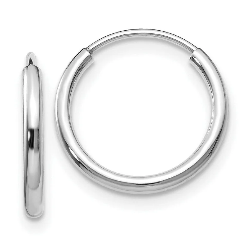 Curata 10k White Gold Polished Endless Hoop Earrings - 14x11mm