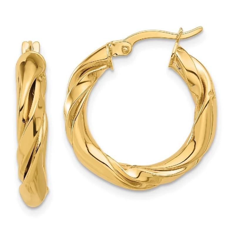 Curata 14k Yellow Gold Polished Twisted Hoop Earrings - 23.4x22mm