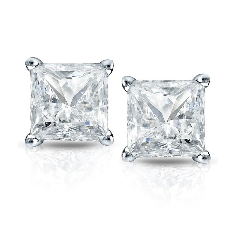 Auriya 2ctw Martini Set Princess Cut Diamond Stud Earrings 14k Gold