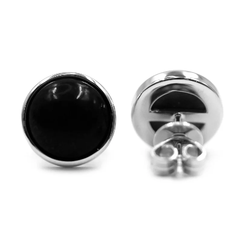 925 Sterling Silver Black Onyx Gemstone Stud Earrings