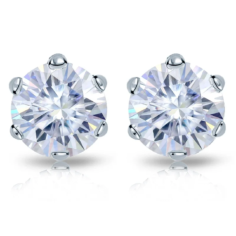 Auriya Platinum 1 1/2ctw Round Moissanite Stud Earrings - 5.9 mm