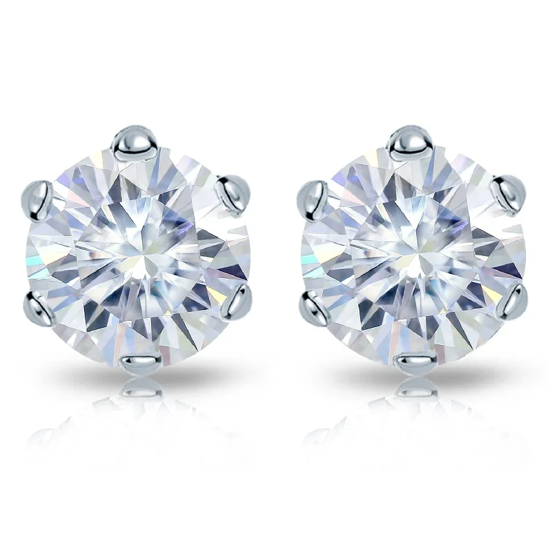 Auriya 14k Gold 4ctw Round Moissanite Stud Earrings - 8.2 mm